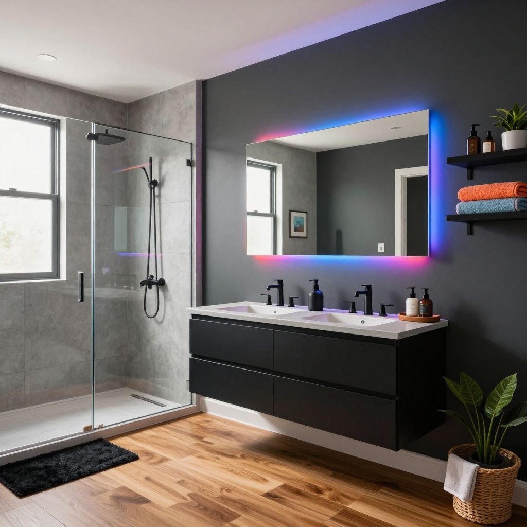 Colored accent LED bathroom lighting idea