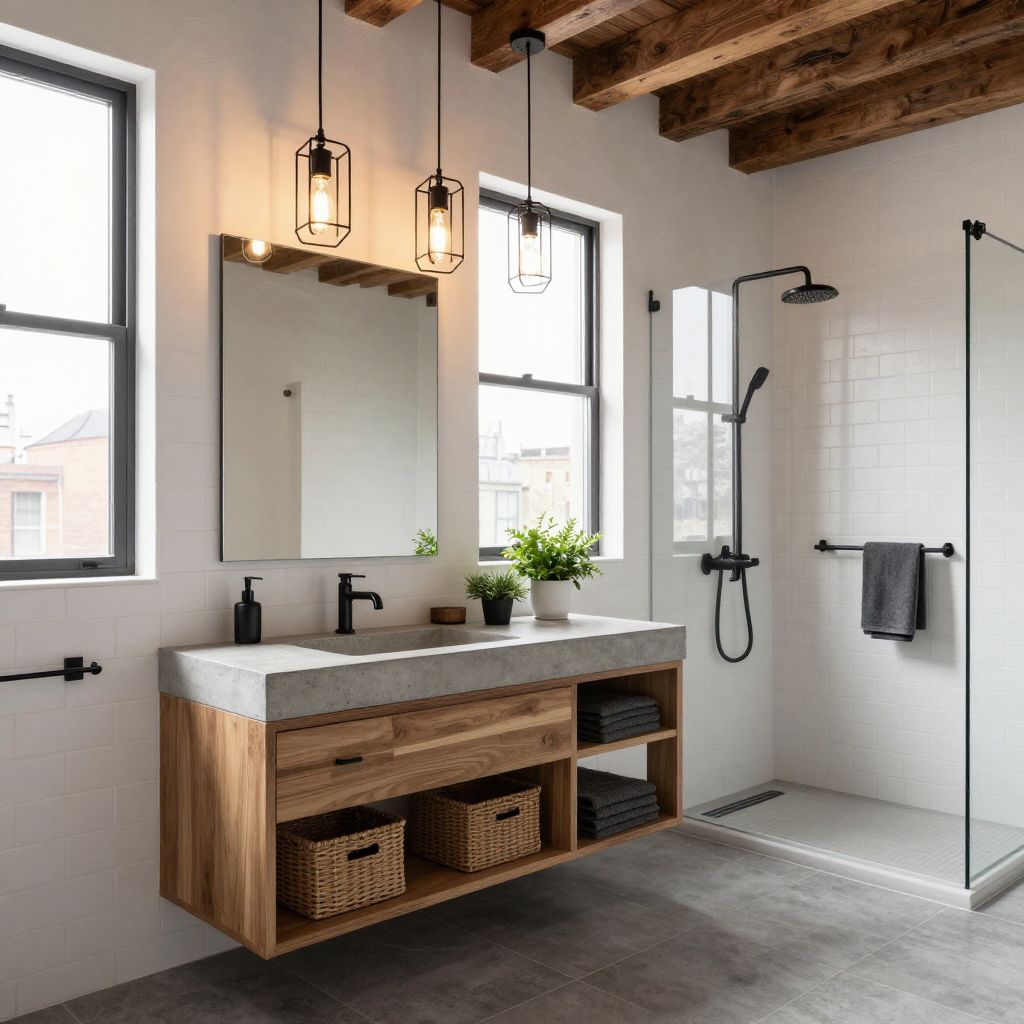 Industrial cage pendant bathroom lighting idea
