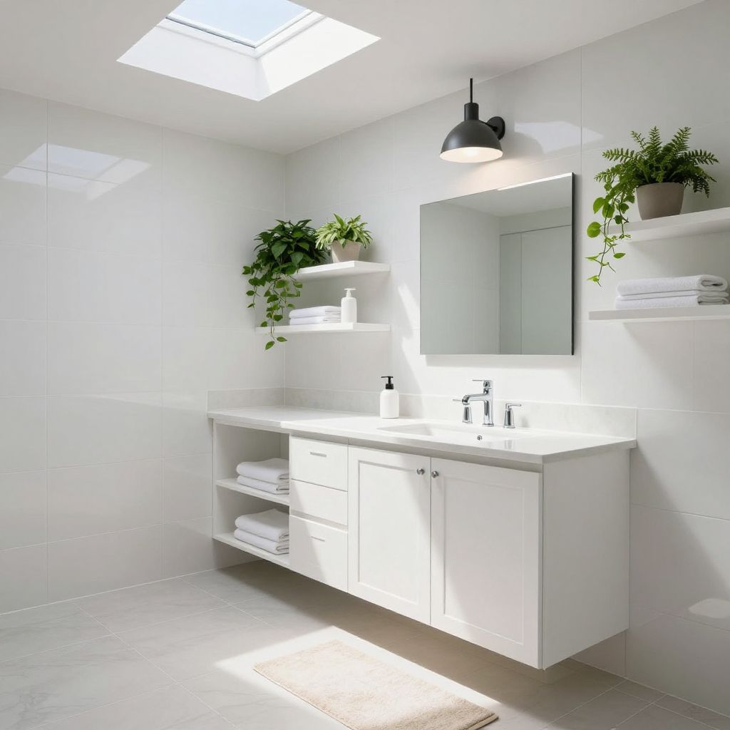 Solar tube skylight bathroom lighting idea